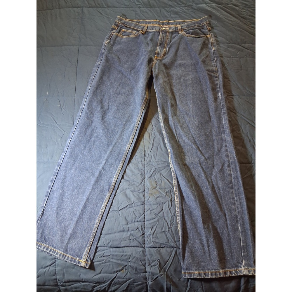 Members Mark Mens Straight Leg Denim Jeans Medium Wash 36x32 Blue 100% Cotton